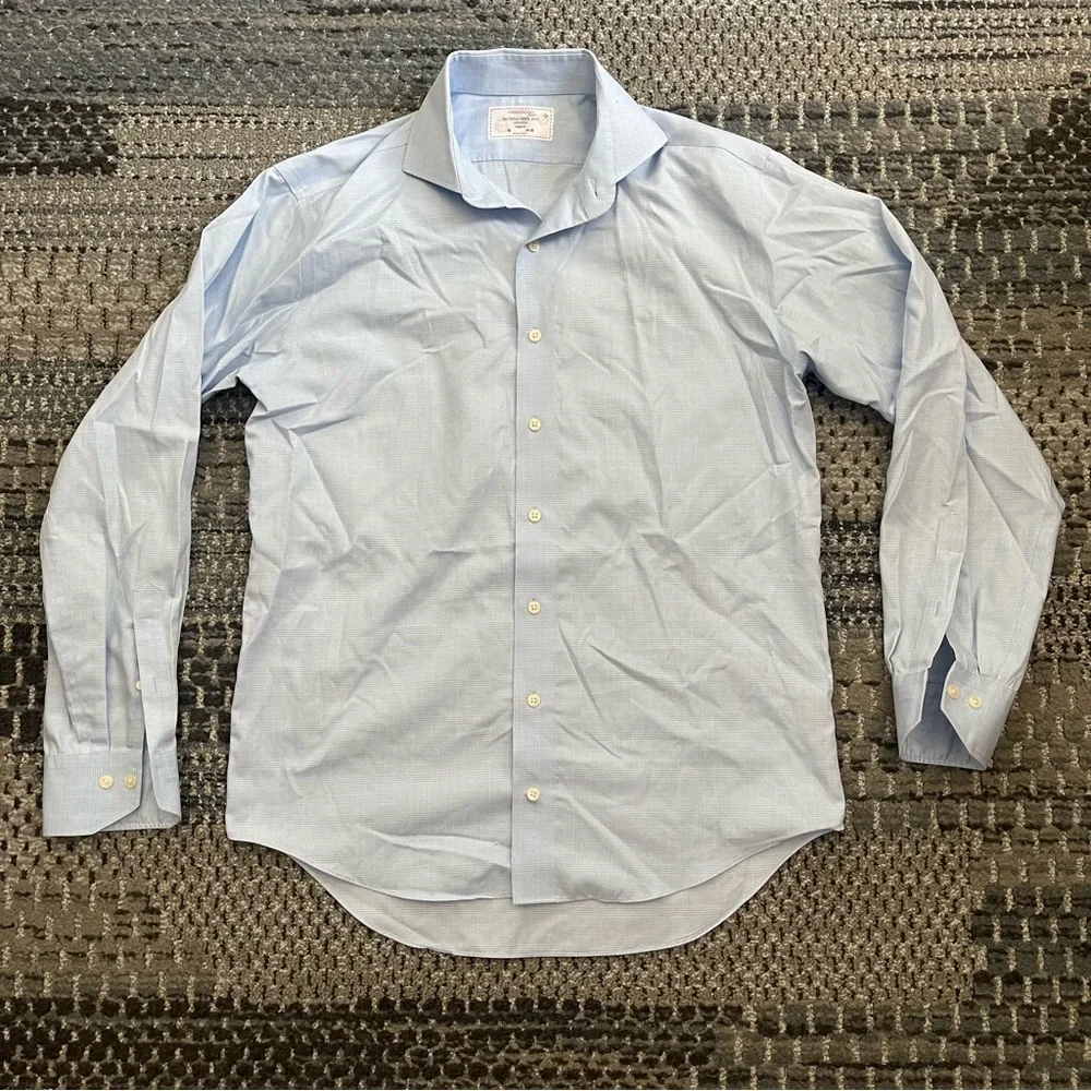 Lorenzo Uomo Trim Fit Long Sleeve Button Down Shirt, Neck 16 34-35 Sleeve, Blue - Picture 1 of 7